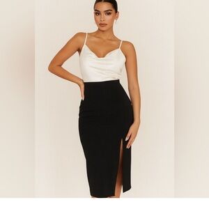 INTERMIX Black Scuba side slit Pencil Skirt small